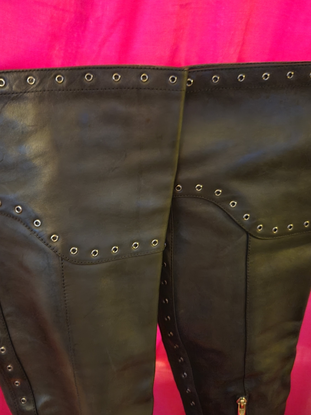 Vince Camuto Black Over-the-Knee Studded Riding Boots - Picture 2 of 5